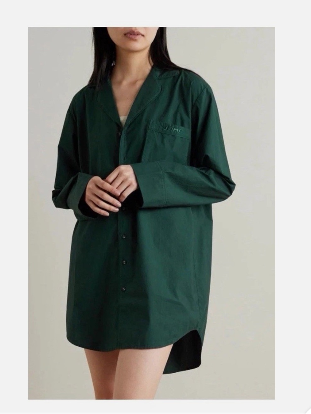 Skims Dark Green Button-Up Night Shirt